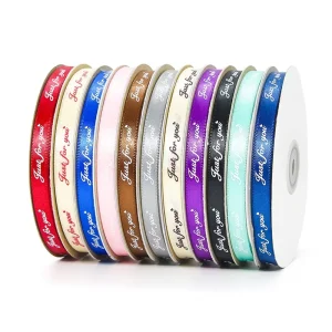 1cm Width Printed Silk Ribbon 50 Yards Custom Satin Ribbon for Decoration