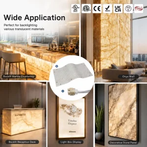 1x2ft 576LED Bendable Cuttable LED Sheet Panel 24V 4000LM High Density LED Backlight Sheet for Marble Kitchen Countertop
