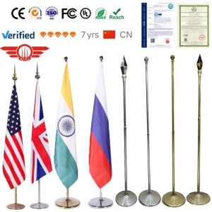 2 3 Meters Indoor Display Flagpole Decorative Adjustable Height Flag Pole With Flag Mounted Ring