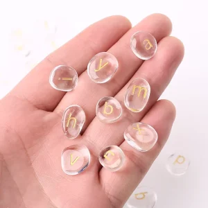 2 3cm Crystal Tumbled Stone Carved Letter Symbol Customized Rose Quartz Cristal Engrave Alphabet Gem Stone Decor Souvenir Gift