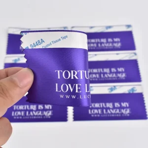 2″*4″ Custom Ribbon Self-adhesive Satin Ribbon with by Ink Printing Logo for Events and Competitions