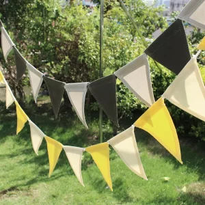 2 Colors Canvas Tent Pennant Sport Bunting Outdoor Camping Flag Banner with Hanging Rope