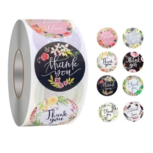 2 Inch Thank You Stickers Floral Thank You Label for Small Business Flower Bouquets Self Adhesive Labels for Gift Wraps Tags