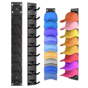 2 Pack Hat Racks Strong Adhesive Wall Mounted Plastic Hat Organizer for Baseball Cap