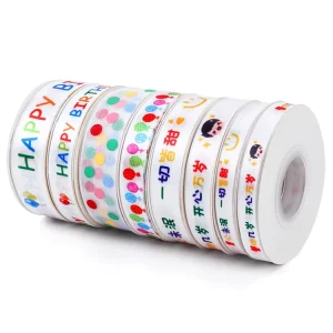 2 cm 3/4 Inch Custom Printed Satin Ribbon 100% Polyester with Logo Colorful Silk for Gift Wrapping