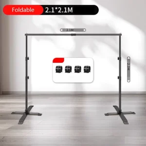 2.1*2.1M Backdrop Stand for Photography Live Streaming Green Screen White Backdrop Holder Stand Frame Party Decoration