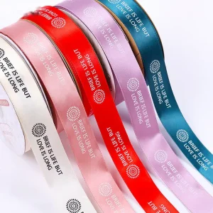 2.5CM*50Y Polyester Solid Color Ribbon with Silk Screen Printing Satin Ribbon Roll