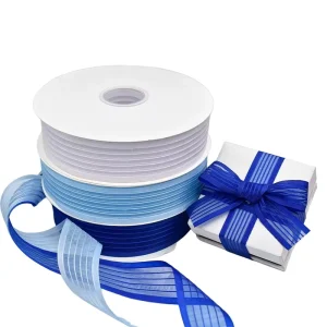 2.5cm Wide Striped Sheer Organza Ribbon Premium Korean Decorative Sash for Flower Cake Cosplay Doll Craft Making