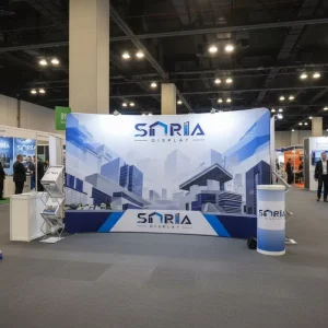 20Ft 3D Portable LED Backlit Light Box Wall 32Mm Aluminum Tube Tension Fabric Trade Show Backdrop Internal Lighting