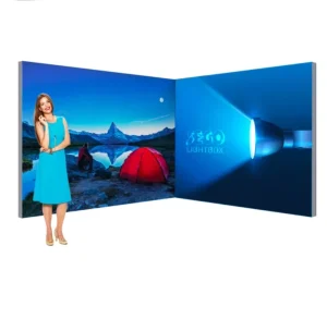 20ft Backlit Corner Display with Double Sided SEG Graphics Tradeshow Exhibition Booth Display Tension Fabric Lightboxes