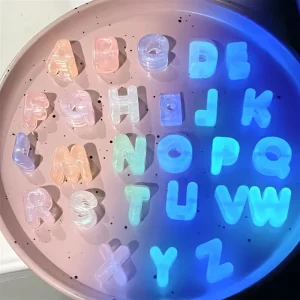 20mm Acrylic Luminous Glow In Dark Large-hole Letter Beads