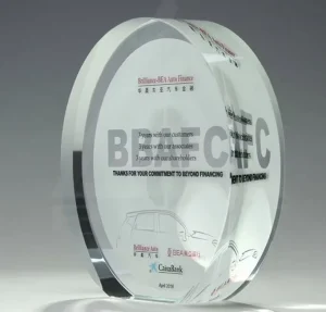 20mm Transparent Crystal Round Automatically Cut Acrylic Trophy with Letter Theme