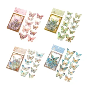 20pcs/pack Pet Three-Dimensional Laser Gold Sticker Package Butterfly Spectrum Series Notebook DIY Decorative Materials 4 Models