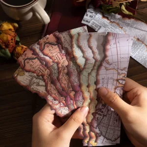 20pieces/pack Stickers Disappear Letter Series Retro Burnt Map Journal Decorative Source Material Stickers 6Models