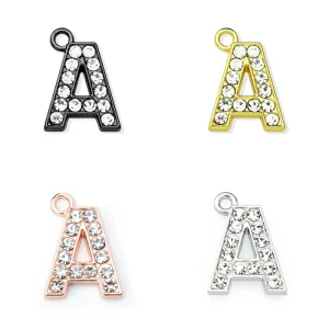 21mm Letter Pendant with Diamond Plating for Children’s DIY Accessories Making Rhinestone Letter Pendant