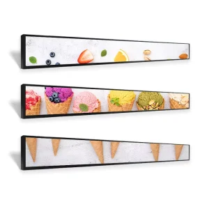 23.1 Inch Supermarket High Brightness Strip Totem Shop No Touch Advertising Split Screen Ultra Wide Stretched Bar LCD Display
