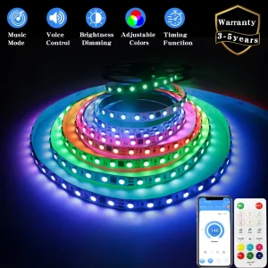 24V 12V SPI 5050 RGB LED Strip Light Smart APP WIFI Remote Connter RGBIC 2811 Strip Running Addressable for Game Room Bar Shops