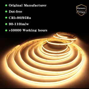 24v Led Strip Light Flexible High Density Led Strip COB 320 480leds m High CRI90 95RA for Bedroom Kitchen Indoor