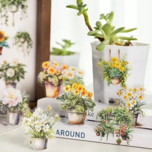 25 Sheets pack Plant Pottery Stickers Pack Small Pottery Series Alien Material Stickers 6 Styles