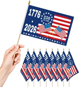 250th Anniversary American Flag Symbol Handheld Flag Suitable for Rooms Houses Welcome Lawns Backgrounds Parades