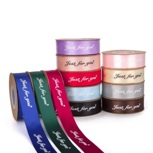 25Mm Satin Ribbon Screen Print Festival Packaging Ribbon Logo Ribbon Custom for Headdress Bow