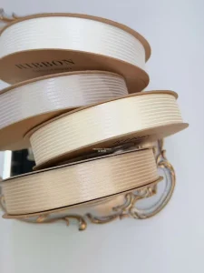 25mm Diagonal Striped Satin Ribbon with High Density Twill Texture for Premium Gift Packaging & Branding