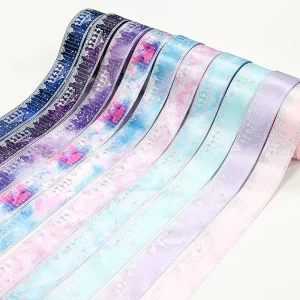 25mm Hologram Silver Foil Ribbon Personalized Custom Print Satin Ribbon