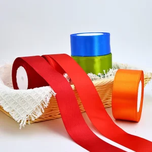 25mm Satin Ribbon 100% Polyester Fiber Custom Logo Bulk Printing Pure Color High Quality Wedding Bag Fabric Gift Ribbon