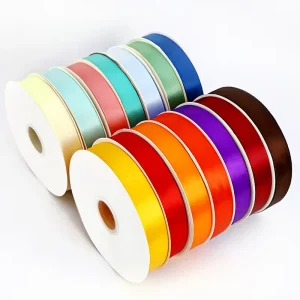 25mm Solid Color Woven Satin Polyester Ribbon Roll Gift Wrap Birthday Cake Bow Flowers Fruits Baking Decorations