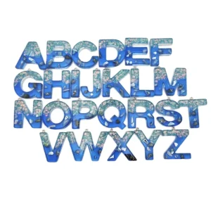 26 Alphabet Ocean Style Resin Charms Crystal Epoxy with Real Seashell DIY Accessories for Keychain Jewelry Making