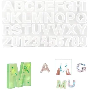 26 Letter Resin Silicone Mold Sculpted Model Jewelry Mold for DIY Hand Cast Chocolate Mold Irregular Shape