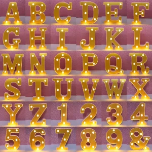 26 Mini Plastic LED Light Letters Christmas Decorative Lighting Rechargeable Indoor Outdoor English Marquee Alphabet Warm White
