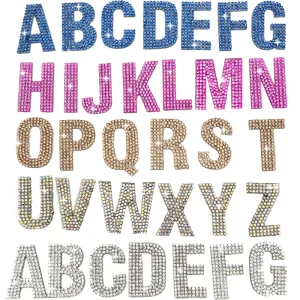 26 Pcs Shinning Self Adhesive Rhinestone Letters A Z Crystal Diamond Patches for DIY Clothing Iron Clothing Stickers
