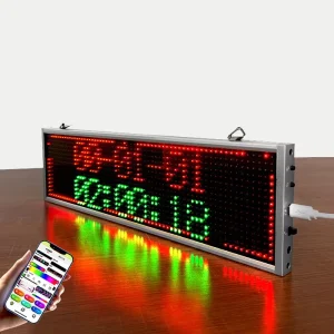 26cmX9.5cm Full Color LED Strip Display Screen APP Programmable Scrolling Text Outdoor Waterproof Advertising Sign for Car Park