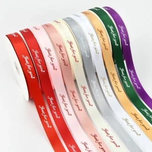 2cm Floral Letter Printed Polyester Satin Ribbon Gift Cake Wrapping Textile Craft Decor Ribbon