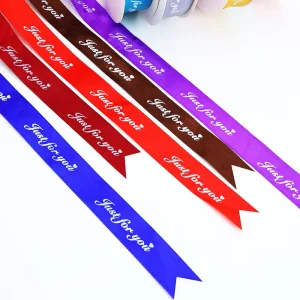 2cm Just for You Printed Ribbon Birthday Flower Gift Box Wrapping Satin Woven Ribbon Bow Tie