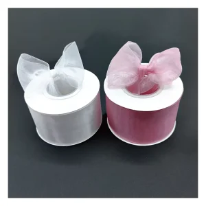 3 75MM Width Colorful Polyester Sheer Organza Ribbon for Gift Packaging with Logo and Name