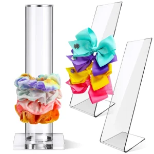 3 Pcs Acrylic Scrunchie Holder Stand Organizer Hair Ties Bracelet Bangle Display Stand Hair Accessories for Teen Girls Women