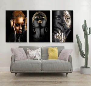 3-Piece Black Original Decor Canvas Wall Art Painting Office Hanging Poster Prints Pictures Oil Medium