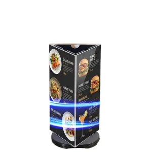 3 Sided Rotating Eco Friendly Acrylic Foldable Table Sign Triangle Stand Easy Assembly Quick Insert Display