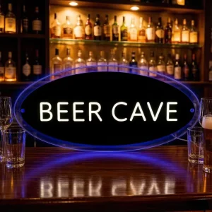 30″ Single Board Backlit Neon Sign Oval Shape Beer Cave Sign Energy Drink Sign Wall Hanging Light for Bar Pub Man Cave Decor