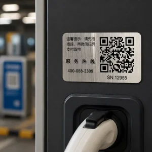 304 Stainless Steel Aluminum QR Code Plates Weatherproof Metal Instruction Labels for Outdoor EV Charging Stations Durable Tags