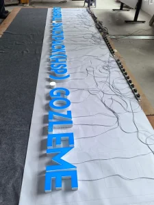 304 Stainless Steel Spray Painted Blue Film Face Lit Letters Custom Face Lit Sign for Mall Hotel Exhibition Hall Brand Wall