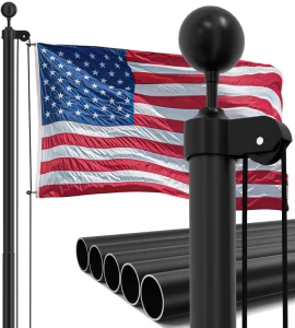 30FT 15GA Portable Aluminum Alloy Pennant Flagpole 1.5mm Thickness Black Sectional Adjustable Customizable Promotional
