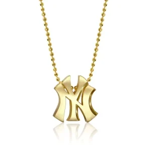 316L Stainless Steel Gold Plated NY Letter Pendant Necklace for Men and Women Hip Hop Style Bead Chain Fashion Jewelry