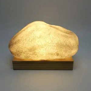 360 Degree Lighting LED Stone Mini Interior Decoration Portable High Grade Wood Grain Base Resin LED Stone Lamp