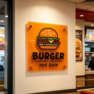 3D Acrylic Black Letter Logo Transparent Orange Acrylic Advertising Board Customization