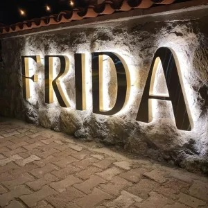 3D Backlit Channel Letter Glod Acrylic LED Illuminated Custom Logo Design Light Sign for Business