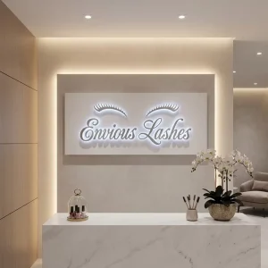 3D Backlit Channel Letter Matte Black Metal LED Sign Low Power Consumption for Office Brow Studio Reception Wall Display