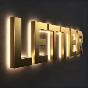 3D Backlit Channel Letters Gold Stainless Steel Halo Lit Signage for Premium Storefronts & Interior Decor